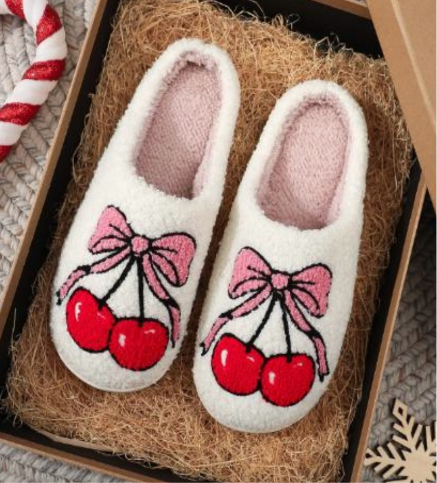 Cherry Bow Slippers