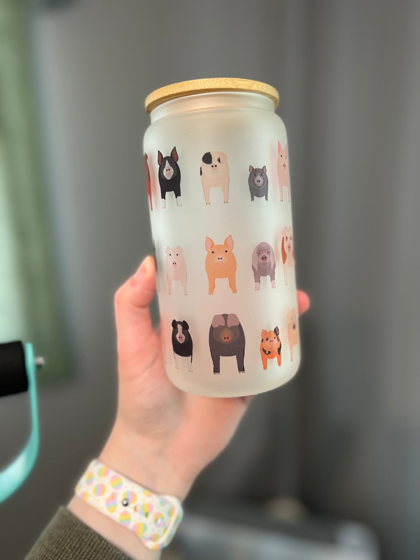 16oz Glass Can Animal Cups