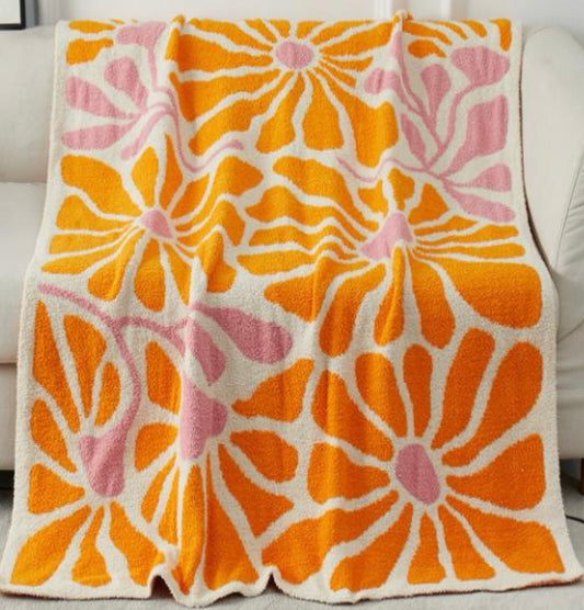NEW - Orange & Pink Flower Blanket