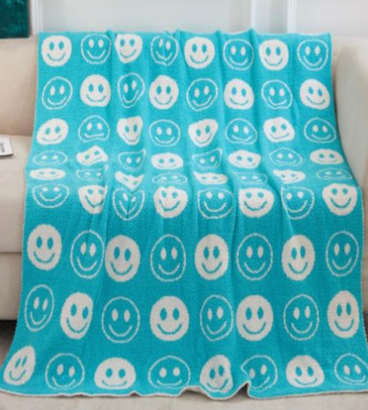 TEAL HAPPY OR PINK BOW REVERSIBLE BLANKET