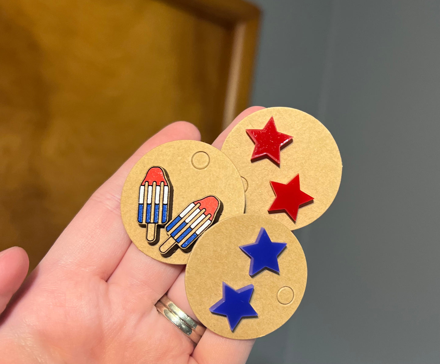 Patriotic Wood Earrings