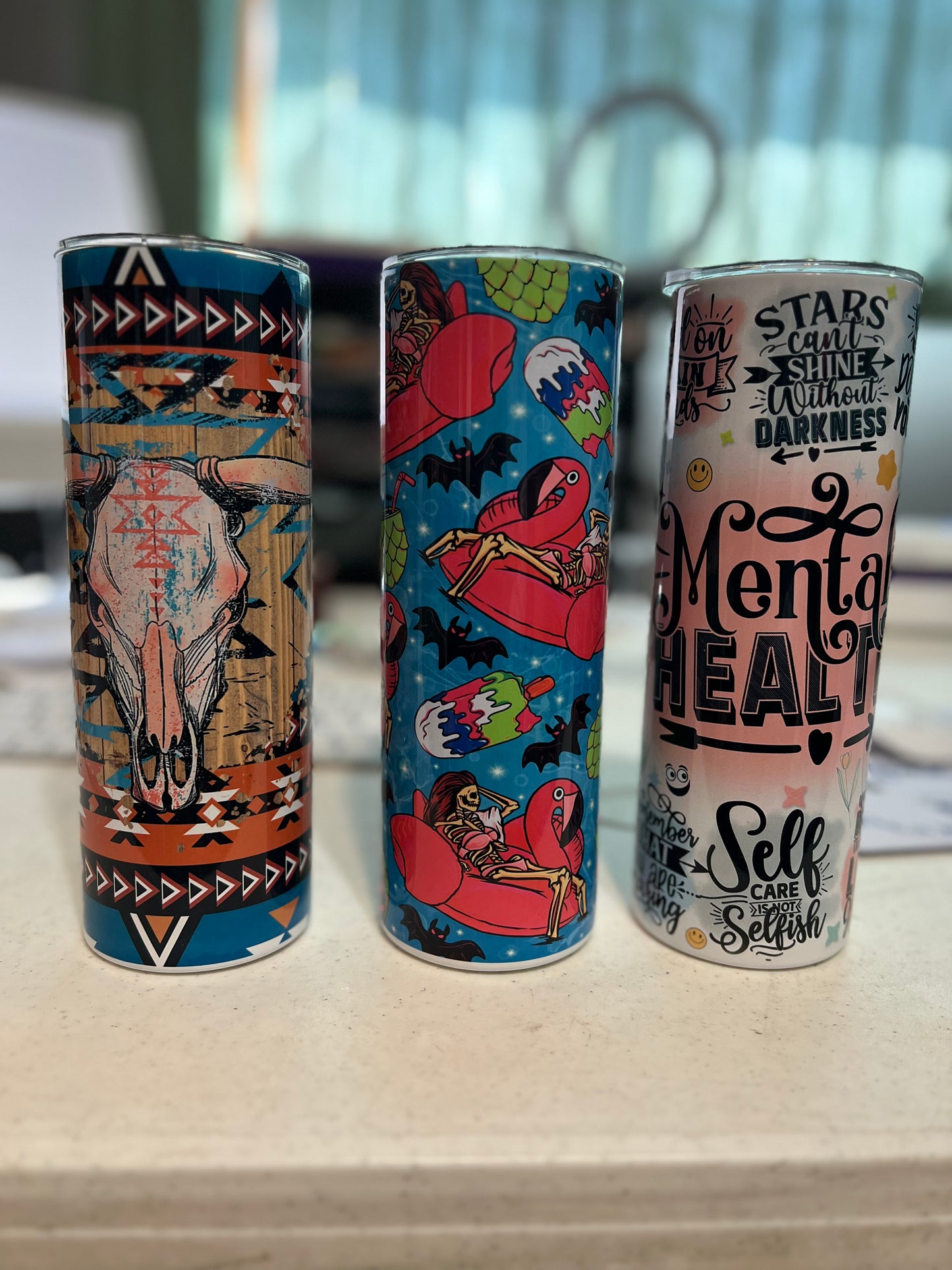 20 OZ TUMBLER - AZTEC, SUMMER SKELLIE, MENTAL HEALTH